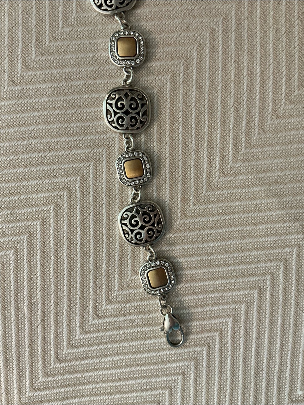 Brighton Silver and Gold Tone Filigree Link Bracelet - Women Jewelry